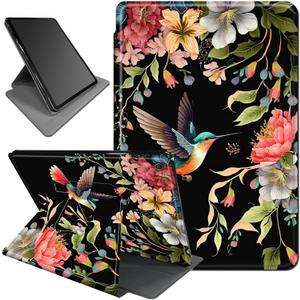 Case for All-New Fire HD 10 & 10 Plus Tablet (11th Generation 2021 Release), 360 Degree Rotating Smart Stand Protective Cover with Auto Wake/Sleep for Fire HD 10 Tablet Case, Bird and Flowers
