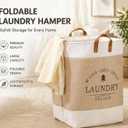 Foldable Storage Bags - Heavy-Duty Fabric Dirty Clothes Organizer, Large Capacity Space-Saving Storage for Clothes, Toys, Blankets, Sports Equipment, Living Room, Bedroom, etc. (Khaki, 65L)