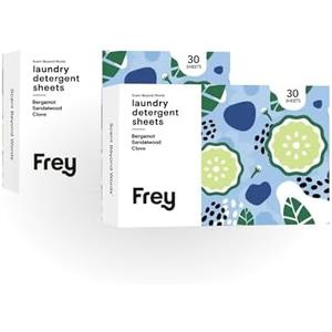 FREY Laundry Detergent Sheets – Bergamot Beach Scent | Plant-Derived | 60 Sheets (Pack of 2)