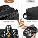 Elviros Toiletry Bag for Men, Large Travel Shaving Dopp Kit Water-resistant Bathroom Toiletries Organizer PU Leather Cosmetic Bags (Large (Pack of 1), Black)