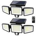 Tuffenough Solar Outdoor Lights 2500LM 210 LED Security Lights with Remote Control, 3 Heads Motion Sensor Lights, IP65 Waterproof, 270° Wide Angle Flood Wall Lights with 3 Modes(2 Packs)