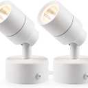SUNVIE 2 Pack LED Up Lights Indoor, 3W Spot Lights for Indoor Use with 3000K Warm White, 120V Spotlights for Plants Pictures Artwork Uplighting & Accent Lighting, 5.9 FT Plug Cord with Foot Switch