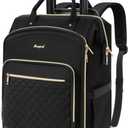 Rolling Backpack for Women, Travel Backpack with Wheels, Vertical Storage Wheeled Laptop Backpack, Overnight Underseat Carry on Luggage for College Business Work, Stylish Rolling Laptop Bag, Black