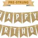 Netnology Pre-Strung Gold Happy Birthday Banner Decorations,12 ft No DIY Gold Glitter Birthday Party Banner Sign Decor for Women Men Girl Boy Party Supplies