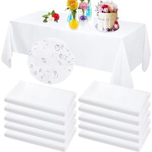 10 Pack Tablecloths for Rectangle Tables Fabric Tablecloths Polyester Waterproof Stain and Wrinkle Resistant Washable Decorative Table Cover Bulk for Wedding Party Banquet(White, 60 x 84 in)