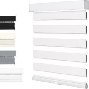 MYshade Cordless Zebra Blinds for Windows with Free-Stop(White,46" W x 72" H) Dual Layer Shades for Day & Night Privacy and Light Filtering, Perfect for Home & Bedroom, Easy to Install