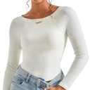 SUUKSESS Women Spring Modal Ribbed Top Boat Neck Long Sleeve Shirts Basic Going Out T Shirts S