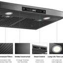 30inch Under Cabinet Range Hood, 900CFM Black Vent Hood
Dual Motors, Gesture & Touch Control, Permanent Filters, Top/Rear Vents, Timer, Dimmable Lamps, Ducted Kitchen Hood