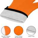 Heat Resistant Grilling Gloves for BBQ Silicone and Cotton Double-Layer Oven Mitts Waterproof Non-Slip Cooking Gloves (Orange)