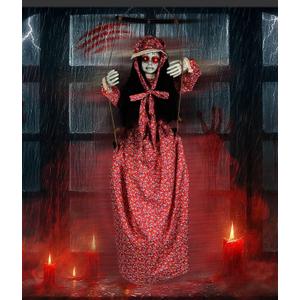 Scary Halloween Decorations Hanging Swinging Doll Girl for Indoor & Outdoor Props, Sound, Touch & Clap Activated with Creepy Sounds & Light-Up Eyes for Halloween Haunted House or Yard Lawn Prop