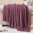 BEDELITE Fleece Blanket Twin Size 3D Ribbed Jacquard Soft and Warm Decorative Fuzzy Blankets Cozy, Fluffy, Plush Lightweight Throw Blankets for Couch, Bed, Sofa(Plum, 60x80 inches)