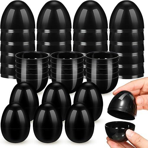 36 Pieces 3.1 Inch Empty Easter Eggs Plastic Fillable Eggs Toy Bulk for Easter Filling Candy Basket Stuffers, Crafts Party Favor (BLACK)