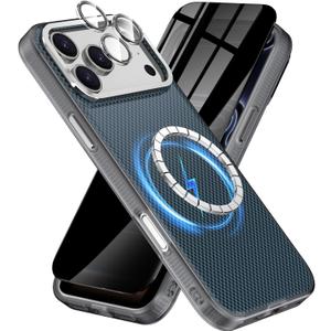3-in-1 for iPhone 17 pro Case with Privacy Screen Protectors & Individual Camera Lens Protector [Compatible with MagSafe] Hybird Magnetic Phone Cover for iPhone 17pro,Blue