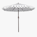9Ft Elegant Valance Patio Umbrella, Outdoor Umbrellas for Patio with Auto-Tilt and Crank Systerm, Table Umbrella for Outdoors, Poolside, Beach, Backyard, White/Black