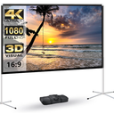 Portable Projector Screen with Stand Outdoor: Camping Projection Screen 72 inch 4K Movie Screen for Home Backyard Indoor 16:9 HD Night