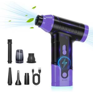 Compressed Air Duster Keyboard Cleaner - Electric Air Blower Cleaning Kit 150,000 RPM Mini Duster Spray for Dusting PC, Car, and Vacuum (Purple)
