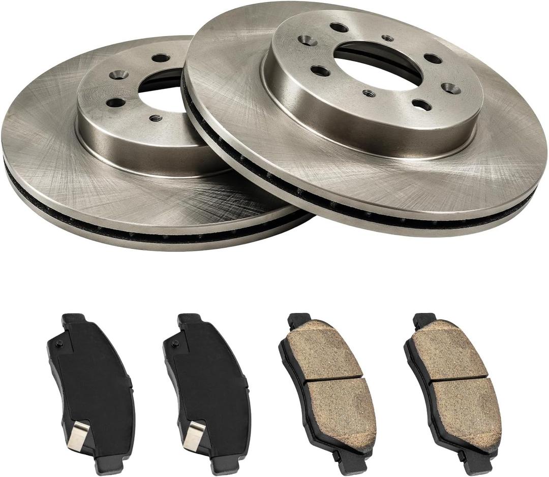 KAC - 261.5mm Front Brake Kit for Front for:2009-2013 Fit, 2003-2007 Civic, (10.32" Rotor) Disc Brake Rotors Ceramic Brakes Pads,6pcs,3295 D948