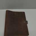 Fan&Ran Lined Leather Journal, 100 Sheets of College Ruled Paper 5.5"x8.5", 1" 3-Ring Mini Binder, Interior Pockets, Refillable