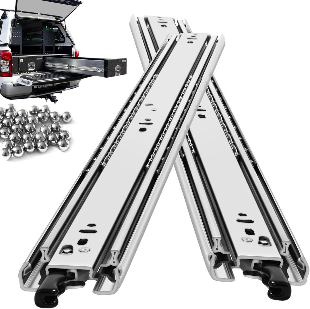 with Lock Heavy Duty Drawer Slides Full Extension Side Mount 14 16 18 20 22 24 26 28 30 32 34 36 40 Inch 150 Lbs Metal Dresser Cabine Rails Tracks Glides Runner 1 Pair (with Lock, 22 Inch)