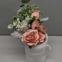 Faux Flowers with Vase,Artificial Silk Roses in Vase, Fake Plant Eucalyptus Flower Arrangement for Home Office Farmhouse Bathroom Dining Table Centerpiece Decorations Coffee Table Decor (Dusty Pink)