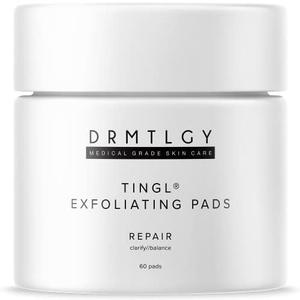 DRMTLGY Tingl Exfoliating Face & Body Pads – Glycolic, Lactic & Salicylic Acid for Acne, Pores, Blackheads & Wrinkles – AHA BHA Toner Pads for Oily Skin, Anti-Aging, FSA/HSA Eligible – 60 Count
