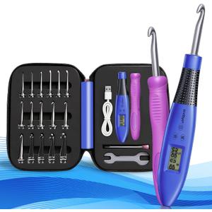 Crochet Hook with 22 Different Size, for Stitch & Row Counter, Light Up Interchangeable Crochet Needle, Ergonomic Crochet Hooks with 2 Levels Led