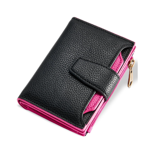 AIRKIT Small Wallet Women RFID Blocking Soft Leather Bifold Compact Card Holder Wallet for Women with Zipper Coin Pocket 4 ID Window