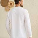 Snullo Mens Henley Shirts Button Down Long Sleeve Dress Shirt Business Work Office Shirt Summer Beach Cocktail T-Shirts with Pocket White (White, L)
