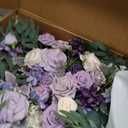 Ling's moment Wedding Arch Flowers with Sheer Drapes Kit - Artificial Purple and Gold Rose Floral Arrangements for Ceremony Backdrop, Arbor Decor, 5-Piece Set (2 Flower Stems + 3 Hanging Drapes)