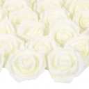 Artificial Rose Flowers, 100 pcs Foam Rose Bulk Ivory Fake flower heads for DIY Wedding Bouquets Rose Wall kissing balls Bridal Shower Centerpieces Arrangements Party Tables Decorations(Ivory)