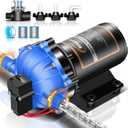 Upgraded 12 Volt Water Pump, 7GPM 70PSI, Five Chamber Self-Priming Diaphragm 12V DC RV Fresh Pump with Heavy Duty Pressure Switch & Strainer for Marine, Yacht, Caravan, Camper