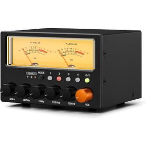 Nobsound D5 4-Way Audio Switch: 5-Band HiFi Stereo EQ Preamp & RCA Splitter w/VU Meter & Headphone Amp for Home Theater/Studio/DJ