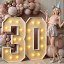 imprsv 4FT Light Up Numbers, Marquee Numbers 30th Birthday Decorations for Women, Men Foam Board Anniversary Party Decorations Arch Kit (DIY)