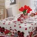 XCHI Plaid Love Hearts Valentines Day Tablecloth Rectangle Table Cloth Washable Table Covers for Indoor Outdoor Dining Home Party Decorations 52x70 Inch