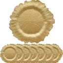 Gold Reef Charger Plates,10 Pack 13" Gold chargers for Dinner Plate-Reusable Plastic Charger Plates,Round Table Chargers for Wedding,Party,Event,Decoration(Reef Gold10)