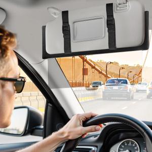 Polarized Sun Visor Extender for Car Anti-Glare Sunvisor Extension Attachment for Glare,Clips and Flexible Straps Design for Extra Safety, Exclusive for Sunglass Wearers(Light Gray)