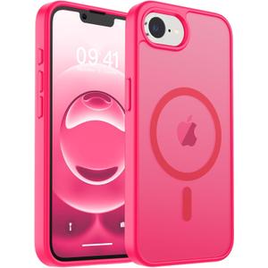Magnetic for iPhone 16e Case, [Compatible with MagSafe] [Military Grade Drop Protection] Translucent Matte Shockproof Anti-Scratch Phone Case, Hot Pink