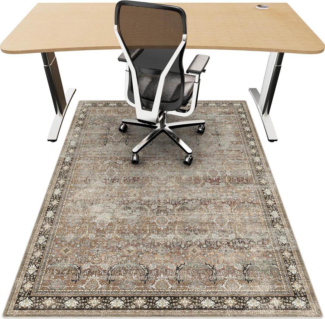 Office Chair Mat for Hardwood Floor, 48"x60" Desk Chair Mat for Home Office, Anti-Slip Under Desk Mat Rug for Rolling Chair,Floor Protector Washable Rugs for Gaming Chairs-Rust