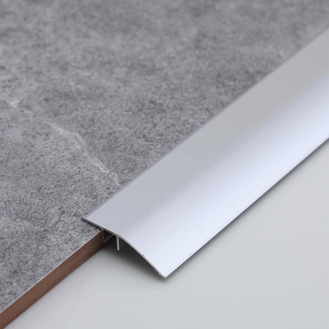 Gaahing Aluminum Floor Transition Threshold Strip, Bridge The Height Gap Between 0.2 to 0.5 inches for Doorway Ramp Tiles Laminate Planks (35.4in x 1.7in, Matte Silver)