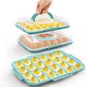 Deviled Egg Containers with Lid - Reusable Platter 2 Pack 48 Count Storage Tray with Handle for Potlucks, Tea Parties, Party, Thanksgiving, Picnics, Refrigerator, Christmas, Easter, Brunches (Blue)