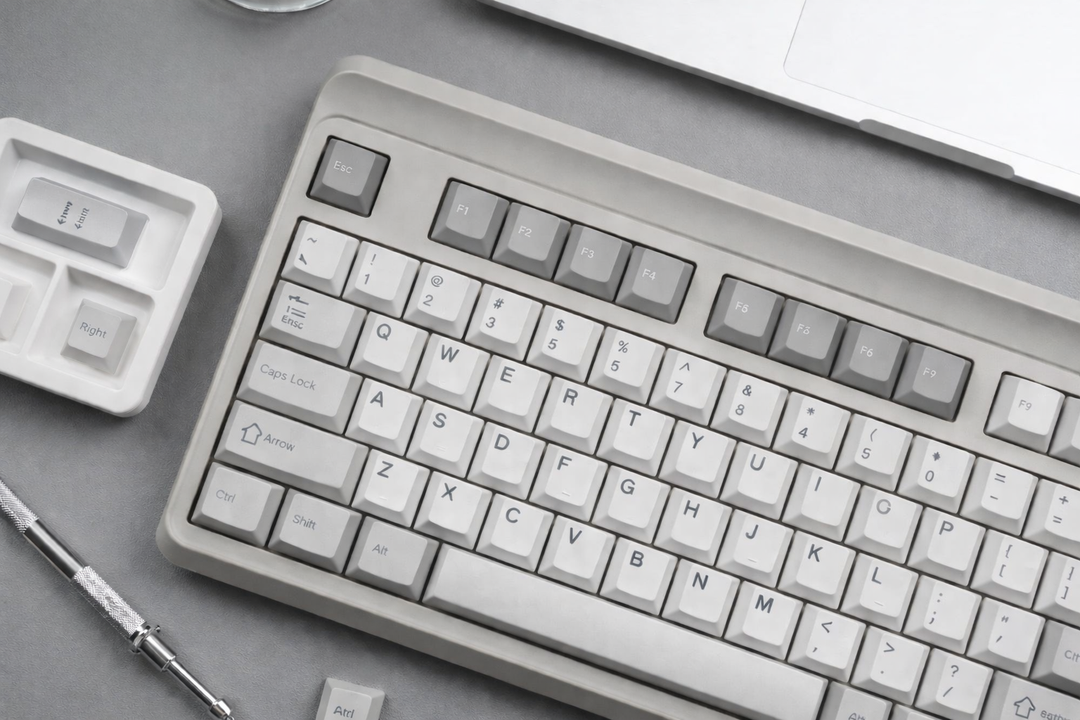 PBT Keycaps Set, Doubleshot 137 Key Caps,Cherry Profile Custom Keycap for 61/64/68/84/87/100/104/108 Mechanical Keyboard, Compatiability for 60 65 75 100 Percent Keyboads (White Grey Blue)