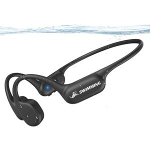 Swimming Headphones IP68 Waterproof, Bone Conduction Headphones MP3 Player Built-in 32G Memory, Bluetooth 5.4 Wireless Headset, Open Earphones Sports Suitable for Running, Cycling, Exercise (Black)