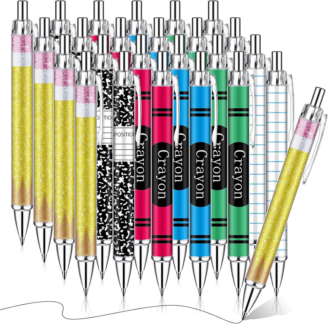 Motipuns 24 Pcs Teachers Pens Bulk Teacher Appreciation Gifts Cute Ballpoint Pens Best Teaching Thank You Gifts for Woman Nurse Coworker Staff Office Writing Stationery Graduation Supply