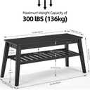 Nnewvante Bamboo Entryway Bench, 33.46" End of Bed Bench, 2 Tier Black Bench for Bedroom, Indoor Bench for Living Room, Dining Room, Hallway, Holds up to 300lbs