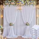 6014 ft White Wrinkle Free Backdrop Curtain, Soft Silky Polyester Wedding Drapes 12 Panels 14ft Height Photo Backdrop Curtains for Parties Birthday Baby Shower Photography Background Cloth, 14ft Long_12 Panels