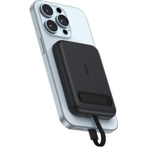 2 x EMNT Mini Magnetic Portable Charger for iPhone,5200mAh Power Bank with Built-in Cable/Metal Stand, Battery Pack Compatible with iPhone 14/13/12/11 Pro/Max/X/8/7/6 etc