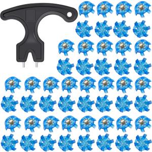 51Pcs Golf Spikes Set 50 Golf Shoe Spikes Replacements with 1 Black Cleats Spanner Metal Thread Screw 6 mm Dia Shoe Cleats Suitable for Use on Lawns or Golf Courses (Blue) 51Pcs Golf Spikes Set 50 Golf Shoe Spikes Replacements with 1 Black Cleats Spanner Metal Thread Screw 6 mm Dia Shoe Cleats Suitable for Use on Lawns or Golf Courses (Blue)