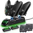 Controller Charger Station with 2x4800mWh Rechargeable Battery Packs Compatible with Xbox One/Elite/Series X|S, Controller Charging Dock, XB Gaming Accessories with 9 RGB Modes and 4 Battery Covers