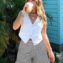 Casual Shorts for Women Gingham Boxer Shorts for 2026 Summer Beach Bottoms Black (Black, S)