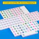 American Mahjong Set Pink 166 Mahjong Tile Set 1.2-inch American Mahjong Tile Set Equipped with 4PCS Mahjong Racks with Pushers